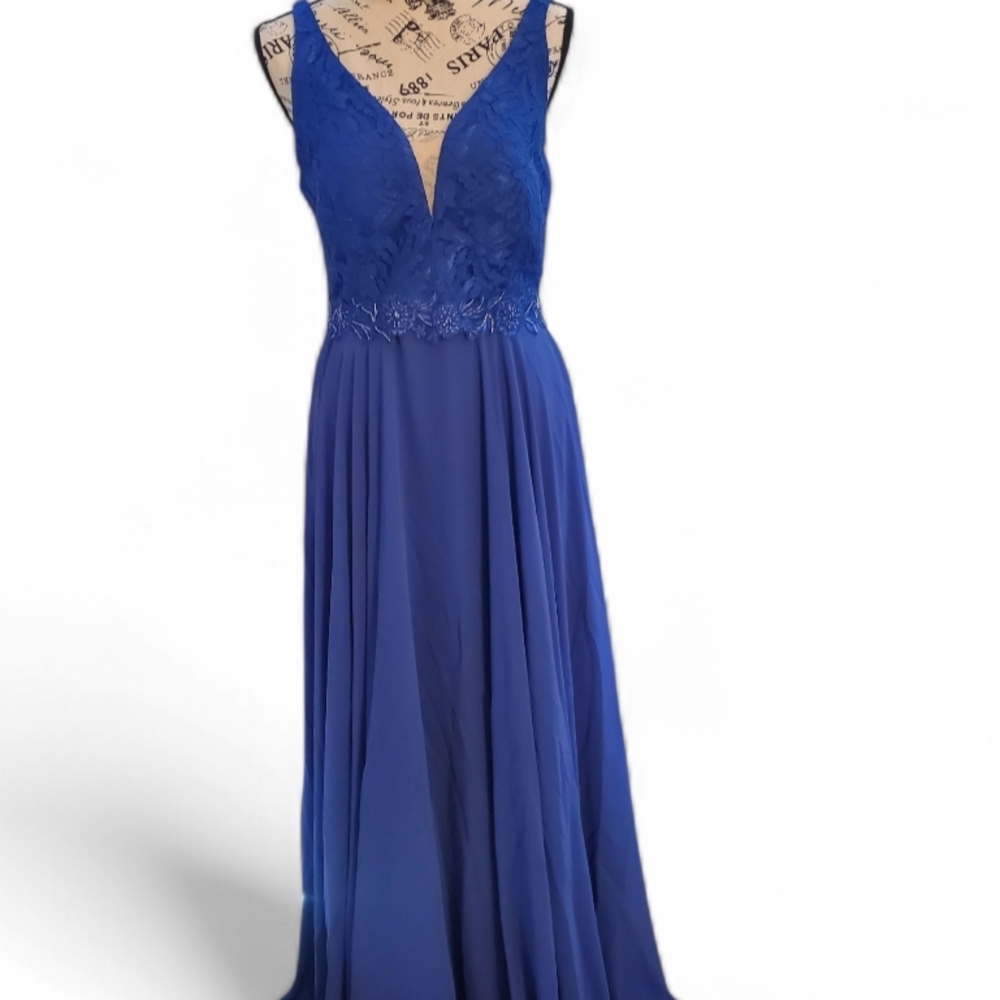 NWT JUNO Dress Collection Chic Royal Blue Lace Maxi Dress Size 10